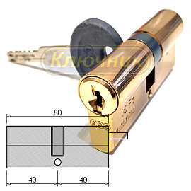 Цилиндры / По типам / Интерактивные цилиндры / Цилиндр AGB SCUDO DCK 80(40/40) короткий шток Br. Магазин "Ключник" в С-Пб.