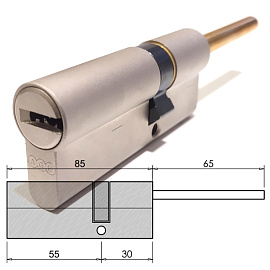 Цилиндры / По типам / Перфорированные цилиндры / Цилиндр AGB SCUDO 5000 85(55/30C)Ni длинный шток. Магазин "Ключник" в С-Пб.