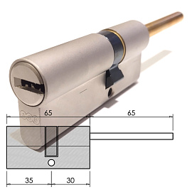 Цилиндры / По типам / Перфорированные цилиндры / Цилиндр AGB SCUDO 5000 65(35/30C)Ni длинный шток. Магазин "Ключник" в С-Пб.