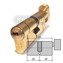 Цилиндры / По типам / Перфорированные цилиндры / Цилиндр ABUS D10 PS 60(30/30C)G вороток. Магазин "Ключник" в С-Пб.