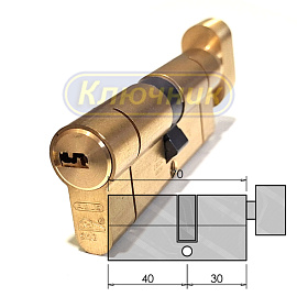 Цилиндры / По типам / Перфорированные цилиндры / Цилиндр ABUS D10 PS 70(40/30C)G вороток. Магазин "Ключник" в С-Пб.
