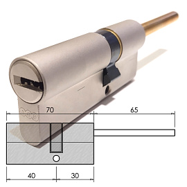 Цилиндры / По типам / Перфорированные цилиндры / Цилиндр AGB SCUDO 5000 70(40/30C)Ni длинный шток. Магазин "Ключник" в С-Пб.