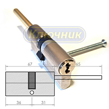 Цилиндры / По типам / Перфорированные цилиндры / Цилиндр EVVA 3KS 67(36/31) НИКЕЛЬ, ДЛИННЫЙ ШТОК. Магазин "Ключник" в С-Пб.